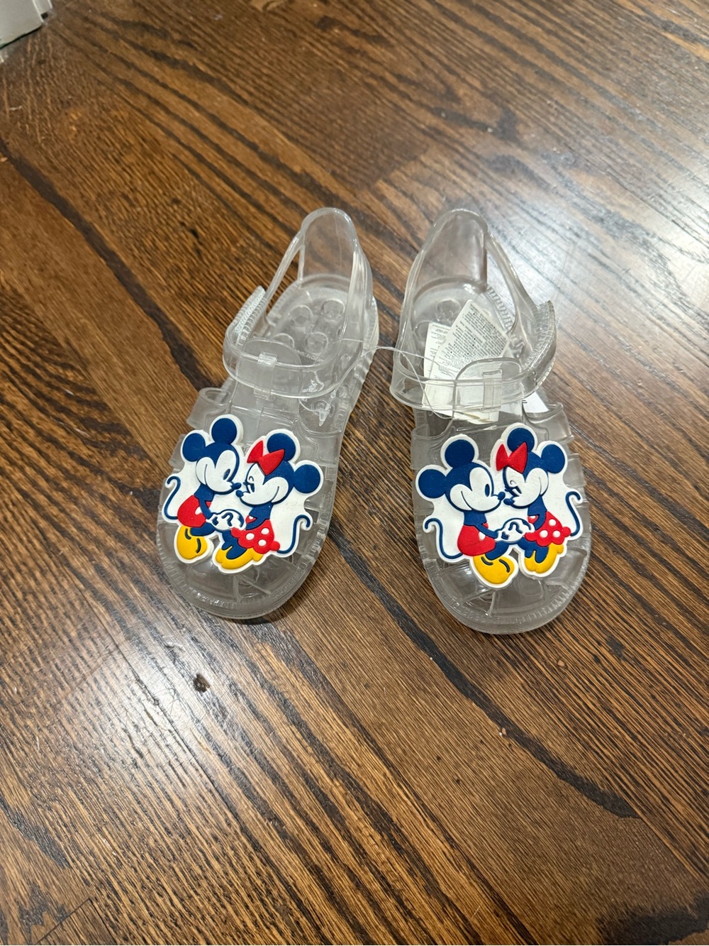 GAP Clear Jelly Sandals with Blue, Red, Yellow & White Mickey Graphics